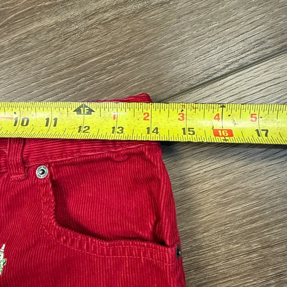 Lands End Girls Snowman Embroidered Red Corduroy Pants NWT Size 14 Holiday